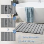 AWW Foldable Stone Bath Mat, Super Absorbent Diatomaceous Earth Mats, Non-Slip 23.6 x 15.5 Inch Quick Drying Mat, Compact and Easy to Store Bath Mats for Bathroom, Easy to Clean, Grey - Image 3
