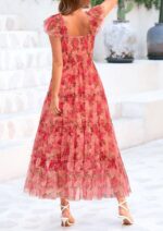 PRETTYGARDEN Women's Summer Tulle Midi Dress Sleeveless Smocked Ruffle Flowy Mesh Dresses Party Wedding Guest Sundress - Image 3