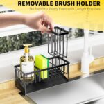 Cisily Kitchen Sink Caddy Organzier with High Brush Holder, Sponge Holder for Sink, 304 Rustproof Stainless, Kitchen Countertop Soap Dispenser Organizer, Kitchen Decor and Accessories - Image 4