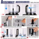 14 Cup Food Processor, French-Fry-Cutter, Blending, Mixing, Shredding, and Slicing, Meat and Vegetable Chopping, Doughing for Home Use, Mincing, and Pureeing,4 Speeds,600W - Image 8