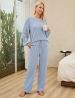 Blooming Jelly Womens Lounge Set Cute Long Sleeve Pajama Sets Casual 2 Piece Pj Outfit Fall Sleepwear Pockets - Image 3