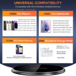 Wireless Charger Compatible with iPhone 17 16 15 14 13 12 11 Pro Max/Mini/Plus/XR/X/8, 15W Max Fast Wireless Charging Pad Mat for Samsung Galaxy S23/S22/S21/S20/S10, Galaxy Buds - Image 3
