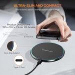 Wireless Charger Compatible with iPhone 17 16 15 14 13 12 11 Pro Max/Mini/Plus/XR/X/8, 15W Max Fast Wireless Charging Pad Mat for Samsung Galaxy S23/S22/S21/S20/S10, Galaxy Buds - Image 4