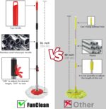 FunClean 360° Spin Mop and Bucket Set with Wringer, 6 Extra Microfiber Heads, 61" Extended Handle for Effortless Floor Cleaning, 2X Wheel Design - Black - Image 5