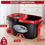 FunClean 360° Spin Mop and Bucket Set with Wringer, 6 Extra Microfiber Heads, 61" Extended Handle for Effortless Floor Cleaning, 2X Wheel Design - Black - Image 6