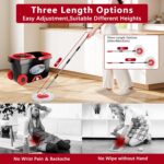 FunClean 360° Spin Mop and Bucket Set with Wringer, 6 Extra Microfiber Heads, 61" Extended Handle for Effortless Floor Cleaning, 2X Wheel Design - Black - Image 7