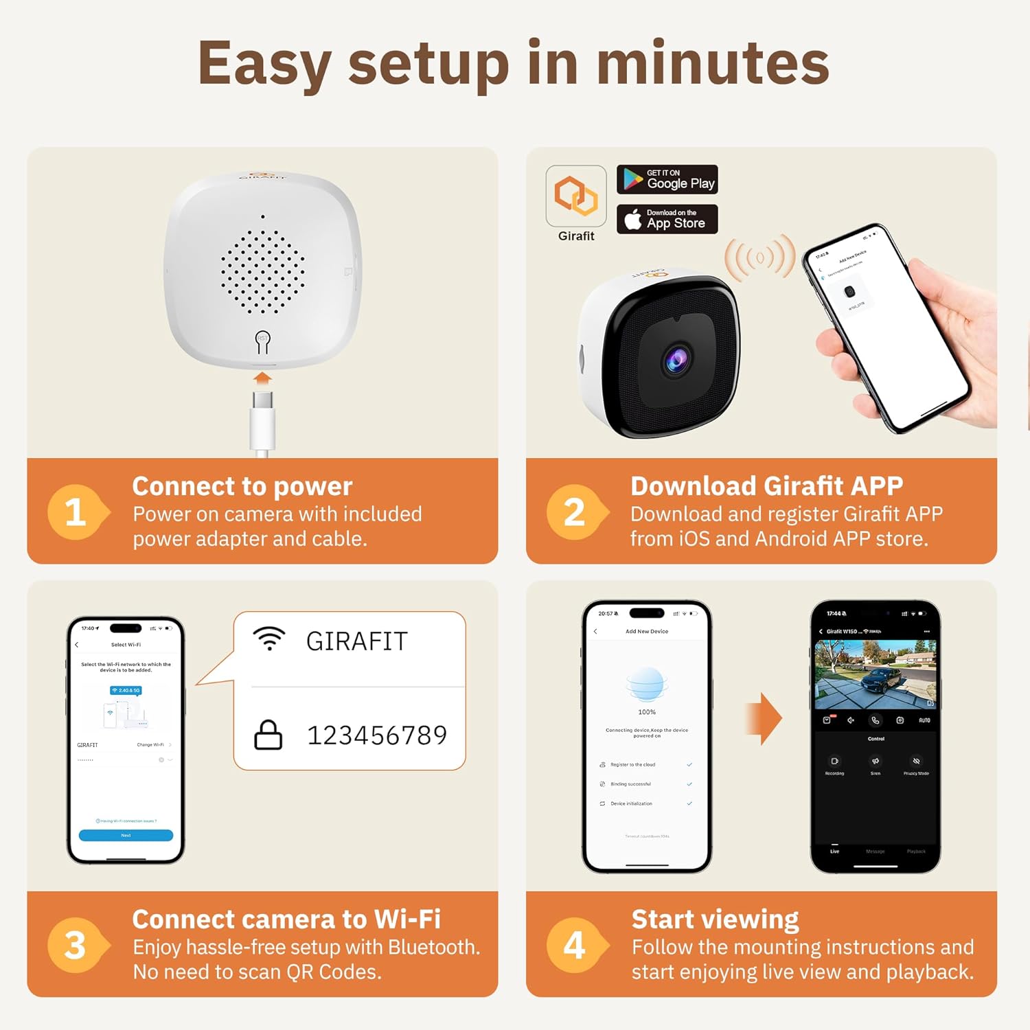 Girafit 3MP 2K Window Camera,2.4GHz&5GHz WiFi Indoor Cameras for Home Security 2 Pack with ChroMax Al Color Night Vision,Person & Motion Detection,24/7 Recording,Easy&Quick Install - Image 10