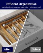 Kitsure Silverware Organizer - Expandable Bamboo Kitchen Drawer Organizer for Cooking Utensils and Cutlery, Sturdy & Thickened Kitchen Organizers and Storage Solution, 18.5"×13.3"×1.8" - Image 9