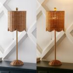 JONATHAN Y JYL1138A-SET2 Celerie 27.5" Coastal Bohemian Rattan/Iron Scalloped Buffet LED Table Lamp with Pull Chain, for Entry Console, Bedroom, Dining Room, Natural/Brass Gold (Set of 2) - Image 6