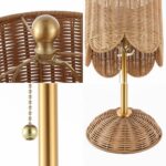 JONATHAN Y JYL1138A-SET2 Celerie 27.5" Coastal Bohemian Rattan/Iron Scalloped Buffet LED Table Lamp with Pull Chain, for Entry Console, Bedroom, Dining Room, Natural/Brass Gold (Set of 2) - Image 7