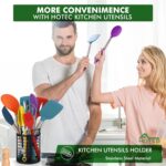 HOTEC 446°F Heat Resistant Silicone Kitchen Utensils, Cooking Utensil Set, Spatula Set, BPA Free, Kitchen Gadgets, Utensils Holder, Dishwasher Safe, 14pcs Multicolor - Image 3