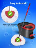 4 Pack Spin Mop Replacement Head Compatible with O-Cedar EasyWring 1 Tank, 30-58" Mop Handle Base and Microfiber Head Refills, Easy-to-Replace (White,1 Tank) - Image 3