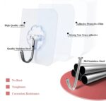 DDMY 24 Packs Hooks for Hanging Wall Hooks Transparent Reusable Waterproof Adhesive Hook for Kitchen Curtain, Towel Hook for Bathrooms, Heavy Duty Self Coat Hook for Walls No Damage - Image 7