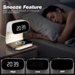 Digital Alarm Clock with Wireless Fast Charging Station 15W Touch Smart Lamp for Bedside,3 Colors Nightlight Adjustment Night Lamp for Living Room,Bedside,Heavy Sleepers (White+Cable&Adapter) - Image 4