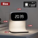 Digital Alarm Clock with Wireless Fast Charging Station 15W Touch Smart Lamp for Bedside,3 Colors Nightlight Adjustment Night Lamp for Living Room,Bedside,Heavy Sleepers (White+Cable&Adapter) - Image 7