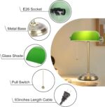 Bankers Lamp, Green Desk Lamp with Brass Finish, Classic Table Lamp with Pull Switch for Home, Office, Study (Green) - Image 5