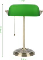 Bankers Lamp, Green Desk Lamp with Brass Finish, Classic Table Lamp with Pull Switch for Home, Office, Study (Green) - Image 6