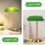 Bankers Lamp, Green Desk Lamp with Brass Finish, Classic Table Lamp with Pull Switch for Home, Office, Study (Green) - Image 7