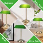 Bankers Lamp, Green Desk Lamp with Brass Finish, Classic Table Lamp with Pull Switch for Home, Office, Study (Green) - Image 8