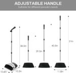 Broom and Dustpan Set for Home, 51-in Long Adjustable Handle Angle Broom and Dustpan Combo Set with Dust Pan Teeth to Clean Hair for Home Kitchen Office Lobby Floor Garden (Black&White) - Image 3