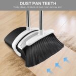 Broom and Dustpan Set for Home, 51-in Long Adjustable Handle Angle Broom and Dustpan Combo Set with Dust Pan Teeth to Clean Hair for Home Kitchen Office Lobby Floor Garden (Black&White) - Image 4