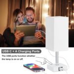 Ambimall Touch Control Table Lamp with USB A+C Charging Ports - 3 Way Touch Lamps Bedside, Nightstand Lamp for Bedrooms Living Room Nursery, LED Bulb Included(White Shade) - Image 4