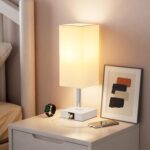 Ambimall Touch Control Table Lamp with USB A+C Charging Ports - 3 Way Touch Lamps Bedside, Nightstand Lamp for Bedrooms Living Room Nursery, LED Bulb Included(White Shade) - Image 6