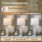 QiMH Table Lamps Set of 2, Bedroom Lamp with USB A+C Charging Ports, Modern Beside Lamps for Living Room with White Shade Rotary Switches, Glass Nightstand Lamp Home Decor (LED Bulbs Included) - Image 3