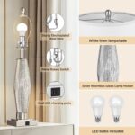 QiMH Table Lamps Set of 2, Bedroom Lamp with USB A+C Charging Ports, Modern Beside Lamps for Living Room with White Shade Rotary Switches, Glass Nightstand Lamp Home Decor (LED Bulbs Included) - Image 7