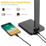 LED Desk Lamp for Home Office, 3 Levels Dimmable Desk Light with USB Charging Port, Small Study Lamp, Reading Light for Table, Black, 5000K - Image 3