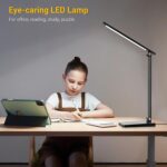 LED Desk Lamp for Home Office, 3 Levels Dimmable Desk Light with USB Charging Port, Small Study Lamp, Reading Light for Table, Black, 5000K - Image 6