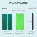 Turbo Microfiber Mop Floor Cleaning System - 18-inch Dust Mop with 4 Reusable Pads for Hardwood and Tile, 360-Spin Floor Mop Head & Extendable Handle - Household Cleaning Tools - Image 6