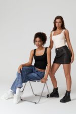 QINSEN Womens Lace Trim Square Neck Sleeveless Tank Tops Double-Layer Slim Fit T Shirt Crop Tops - Image 7