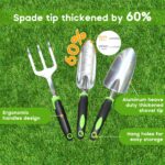 Garden Tool Set, 3 Pack Aluminum Heavy Duty Gardening Kit Includes Hand Trowel, Transplant Trowel and Cultivator Hand Rake with Soft Rubberized Non-Slip Ergonomic Handle, Garden Gifts - Image 3