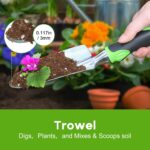 Garden Tool Set, 3 Pack Aluminum Heavy Duty Gardening Kit Includes Hand Trowel, Transplant Trowel and Cultivator Hand Rake with Soft Rubberized Non-Slip Ergonomic Handle, Garden Gifts - Image 4