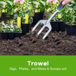 Garden Tool Set, 3 Pack Aluminum Heavy Duty Gardening Kit Includes Hand Trowel, Transplant Trowel and Cultivator Hand Rake with Soft Rubberized Non-Slip Ergonomic Handle, Garden Gifts - Image 6