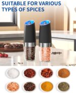 CIRCLE JOY Gravity Electric Salt and Pepper Grinder Set Automatic Salt and Pepper Grinder Set with LED Light, Battery Operated, Adjustable Coarseness, Large Capacity, for Home Kitchen BBQ - Image 7