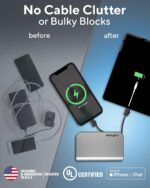 myCharge Portable Charger with Wall Plug – 10050mAh Fast Charger – Power Bank for iPhone, Samsung, Android & More - External Battery Pack Portable Charger with Built-in Cables (Lightning + USB-C) - Image 3