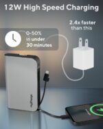 myCharge Portable Charger with Wall Plug – 10050mAh Fast Charger – Power Bank for iPhone, Samsung, Android & More - External Battery Pack Portable Charger with Built-in Cables (Lightning + USB-C) - Image 4