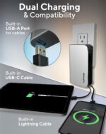 myCharge Portable Charger with Wall Plug – 10050mAh Fast Charger – Power Bank for iPhone, Samsung, Android & More - External Battery Pack Portable Charger with Built-in Cables (Lightning + USB-C) - Image 5