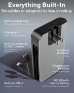 myCharge Portable Charger with Wall Plug – 10050mAh Fast Charger – Power Bank for iPhone, Samsung, Android & More - External Battery Pack Portable Charger with Built-in Cables (Lightning + USB-C) - Image 6