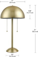 Globe Electric 12976 Haydel 21" 2-Light Table Lamp, Matte Brass, Double On/Off Pull Chain - Image 9