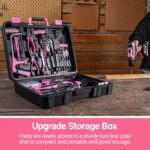 DEKOPRO Pink Drill Tool Kit Set: 20V Cordless Power Drill Tool Box with Battery Electric Drill Driver for Men Home Hand Repair Basic Toolbox Tools Sets Drills Case, DKMT186-GP - Image 7