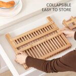 HBlife Dish Rack, Bamboo Folding 2-Tier Collapsible Drainer Dish Drying Rack with Utensils Flatware Holder Set (Dish Rack with Utensil Holder) - Image 5