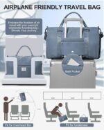 Gym Bag Womens,Travel Duffel Carry on Bag Sport Tote Bag Weekend Overnight Bag - Image 9
