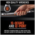 HORUSDY 26-Piece Durable Combination Wrench Set with Roll-up Pouch, Open End Wrench Set for General Household, Garage, Auto Repairs, SAE 1/4” - 1” and Metric 8mm - 24mm - Image 4