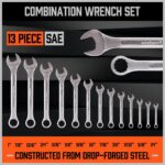 HORUSDY 26-Piece Durable Combination Wrench Set with Roll-up Pouch, Open End Wrench Set for General Household, Garage, Auto Repairs, SAE 1/4” - 1” and Metric 8mm - 24mm - Image 7