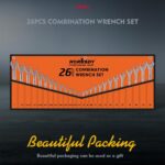 HORUSDY 26-Piece Durable Combination Wrench Set with Roll-up Pouch, Open End Wrench Set for General Household, Garage, Auto Repairs, SAE 1/4” - 1” and Metric 8mm - 24mm - Image 9