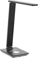 poukaran LED Desk Lamp with Wireless Charger, USB Charging Port, Table Lamp with Clock, Alarm, Date, Temperature, Desk Lamps for Home Office,Black - Image 5