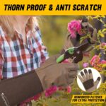 HANDLANDY Long Gardening Gloves for Men & Women, Cowhide Leather Rose Pruning Gloves- Breathable & Durable Gauntlet Glove (Large, Brown) - Image 4